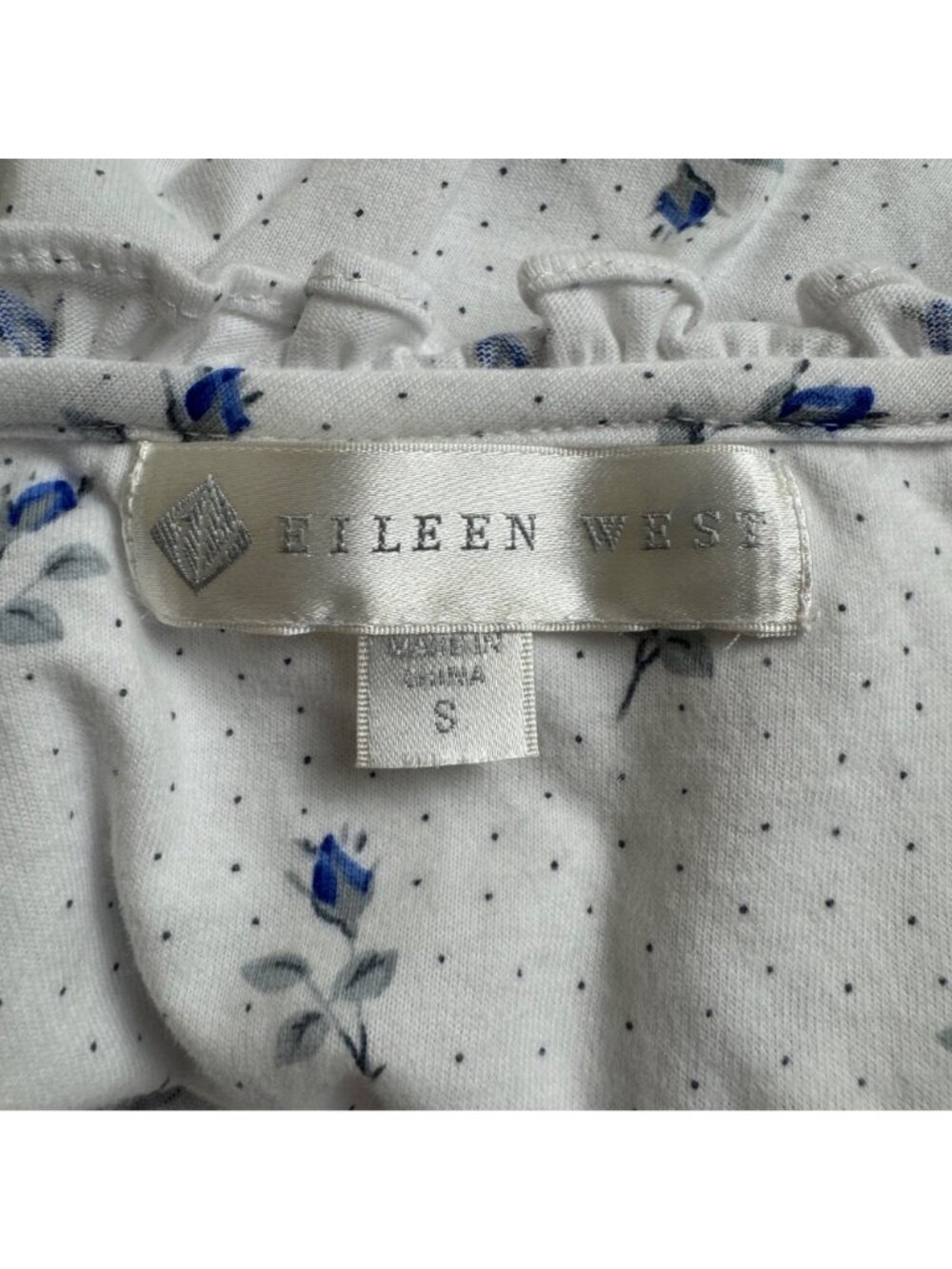 Eileen West NEW Cotton Traditional Nightgown Size Small White Blue Flowers - Picture 11 of 14
